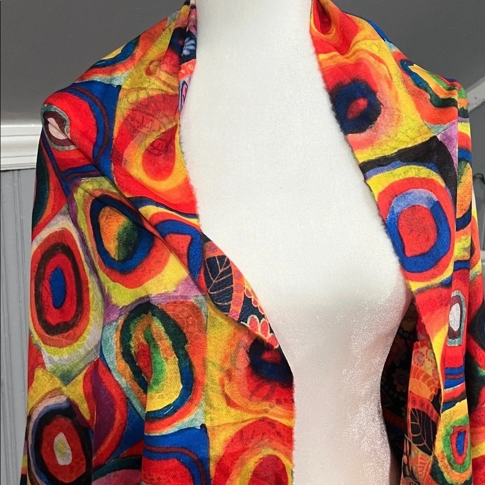 230. Colorful Geometric Patterned Wrap - Picture 3 of 5